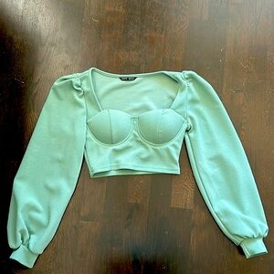 Sage green & rust colored cropped top